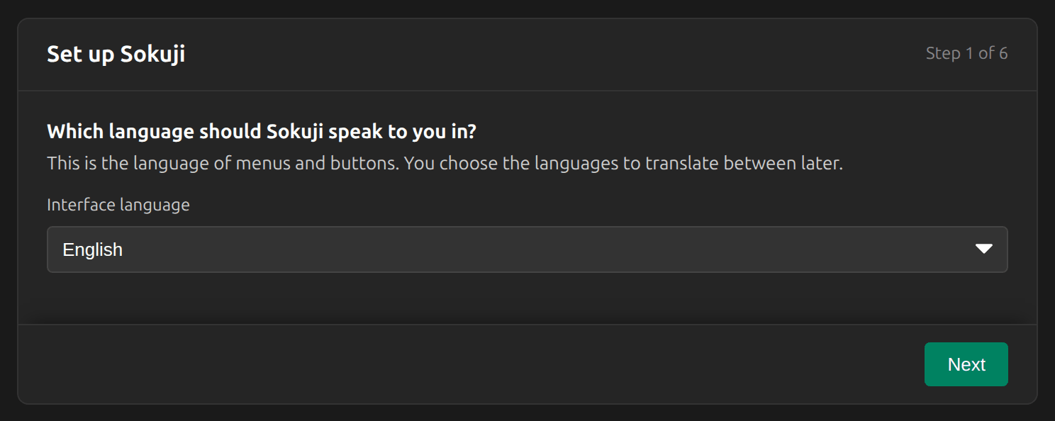 Pick the interface language