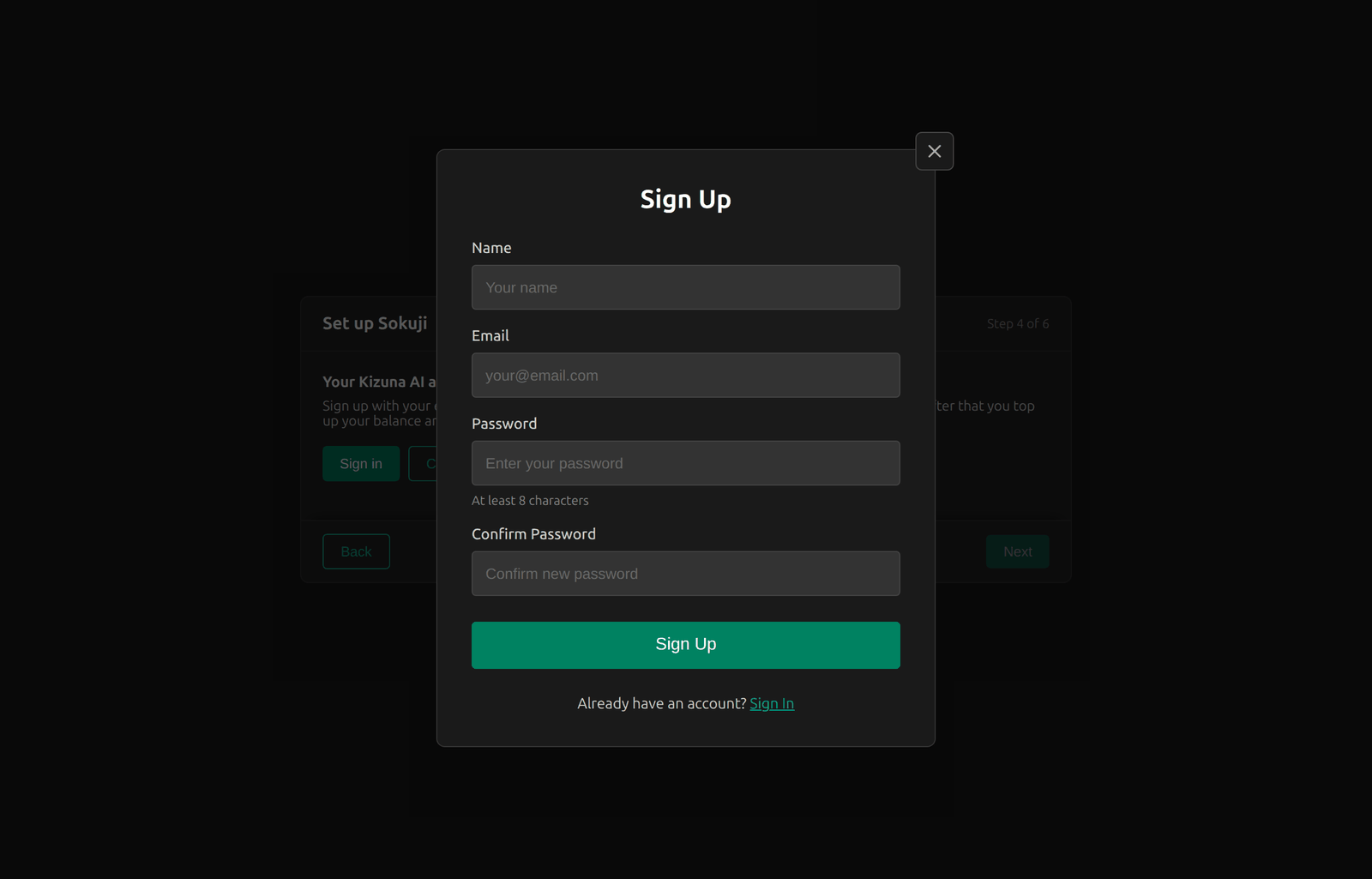 Fill in the sign-up form
