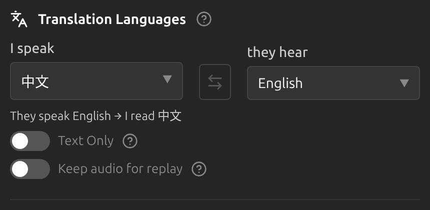Set the two languages