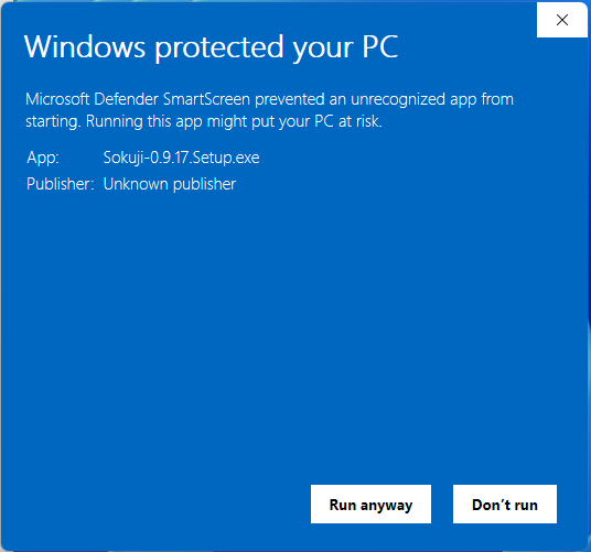 Windows Defender SmartScreen expanded view