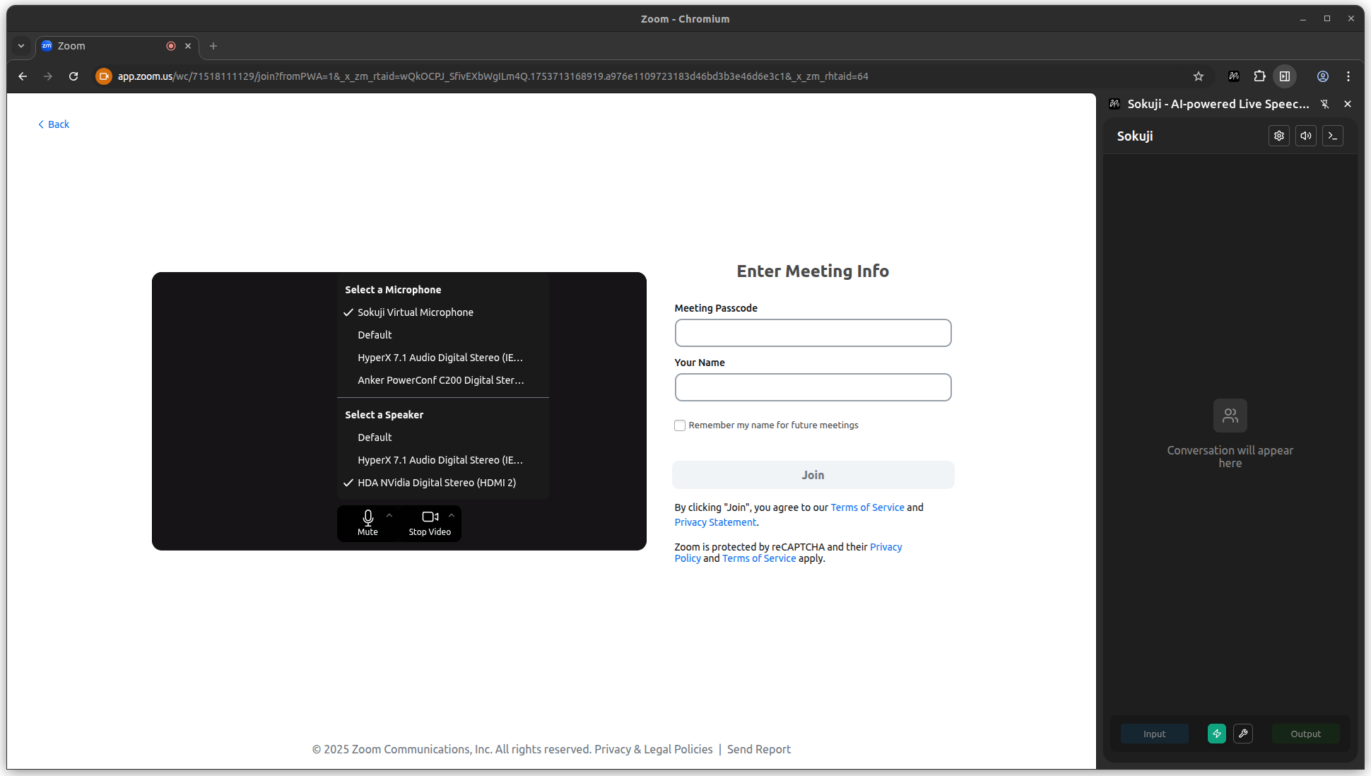 Select Virtual Microphone in Zoom